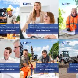 Collage von Stellenanzeiger der Firma Willi Meyer Bauunternehmen GmbH Unternehmensgruppe